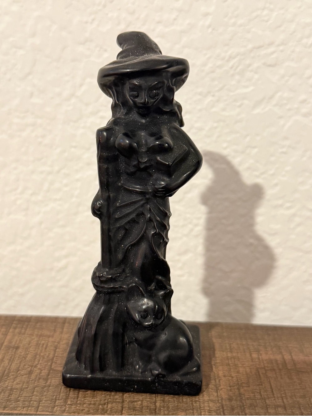 Black Obsidian Witch Carving Halloween Decor